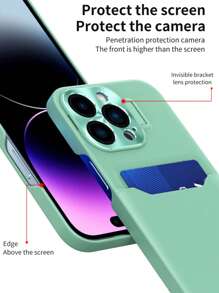 Hộp đựng điện thoại có khe cắm thẻ màu trơn - Màu xanh Bạc hà - Xem 4