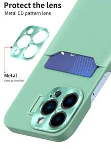 Hộp đựng điện thoại có khe cắm thẻ màu trơn - Màu xanh Bạc hà - Xem 5