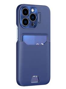 Hộp đựng điện thoại có khe cắm thẻ màu trơn - Xanh đậm - Xem 2