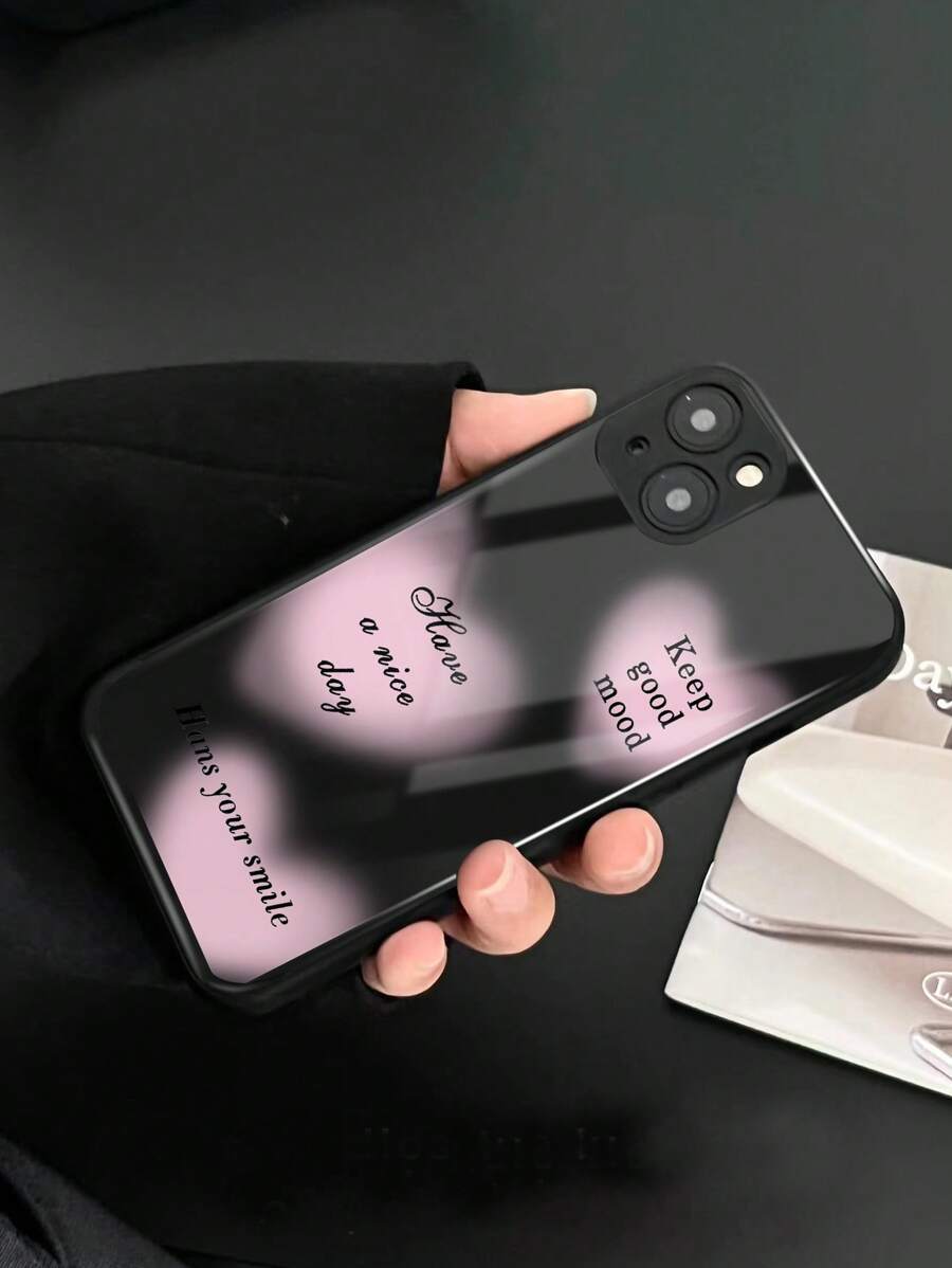 Vỏ điện thoại bằng kính họa tiết chữ cái - Nhiều màu - Xem 1