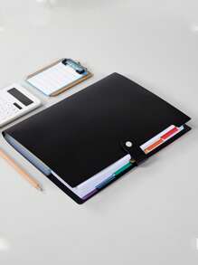 1pc Mixed Color Expanding File Folder, Simple Multi-layer Accordion Folder For Office, School File Storage - Black - View 3