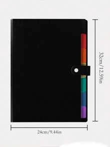 1pc Mixed Color Expanding File Folder, Simple Multi-layer Accordion Folder For Office, School File Storage - Black - View 4