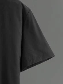 Manfinity Hypemode Áo sơ mi Nam Đắp vá Nút phía trước màu trơn Giải trí - màu đen - Xem 4