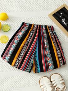 SHEIN Girls Geo Print Shorts - Multicolor - View 2