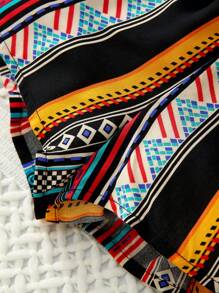 SHEIN Girls Geo Print Shorts - Multicolor - View 3