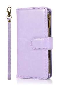 1 funda con tapa multifuncional estilo billetera antigolpes para teléfono Compatible con teléfonos Iphone y Samsung - Púrpura malva - Ver 10