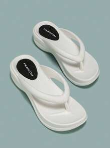 Fashion White Slippers For Women, Toe Post Design EVA Flip Flops - White - View 5