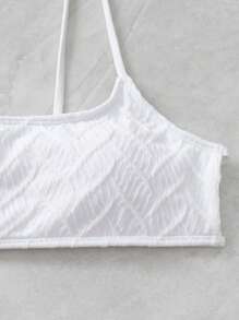SHEIN Swim Conjunto de bikini simple para playa de verano - Blanco - Ver 6