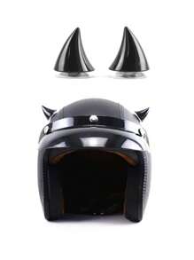 2 piezas Decoración cuerno de buey diseño motocicleta casco - Negro - Ver 1