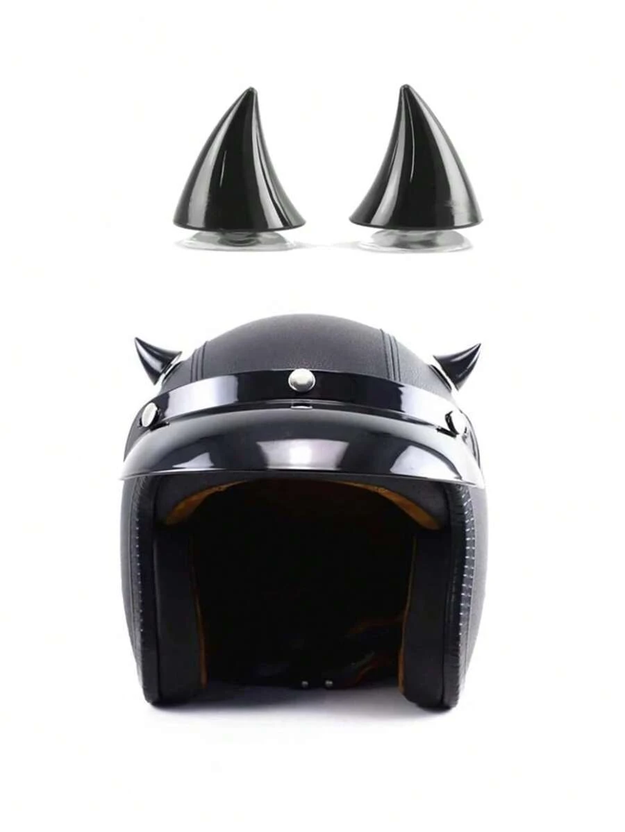 2 piezas Decoración cuerno de buey diseño motocicleta casco - Negro - Ver 1