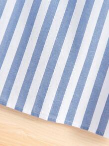 SHEIN Chicas Blusa con estampado de rayas ribete con fruncido de cuello cuadrado