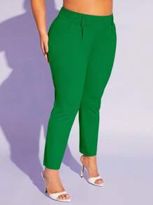 SHEIN SXY Spodnie Rozmiar Plus Zamek błyskawiczny Plisowany Prosty Casual