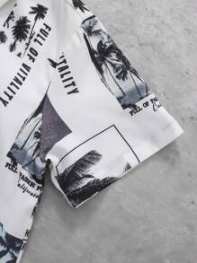 SHEIN 男孩熱帶和標語圖案襯衫不帶T恤 - 彩色 - 查看 5