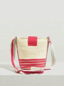 SHEIN VCAY Women Crossbody Blok Warna Adjustable Liburan Fashionable - Hot Pink - View 3