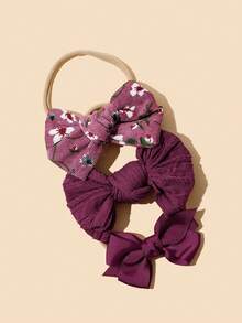 3入組女嬰蝴蝶結裝飾髮帶適用於日常 - 彩色 - 查看 6