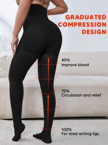 Ultra High Waisted Tummy Control Compression Leggings - Black - View 5