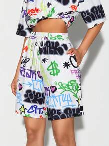 FREAK CITY Quần short Dây kéo In nghệ thuật pop Giải trí - Nhiều màu - Xem 4