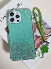 Funda de teléfono con lentejuelas y cordón anti-caída - Verde - Ver 3