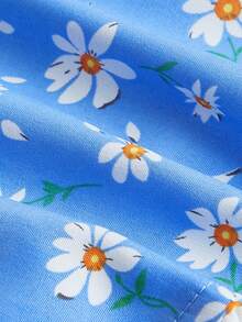 SHEIN MOD Áo hai dây Plus Size Bất đối xứng viền lá sen Viên lá sen Dải chun Tranh thêu Nơ trước Khối Màu Họa tiết hoa Boho - Nhiều màu - Xem 4