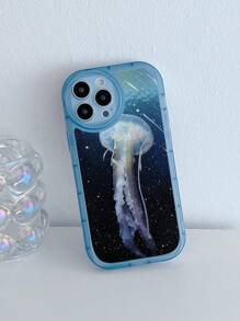 Jellyfish Pattern Phone Case With Ring Pendant - Multicolor - View 2