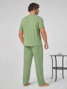 Men 1set Cartoon Graphic PJ Set - Green - View 3