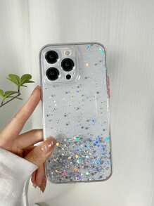 Sequin Decor Anti-Fall Phone Case - Clear - View 2