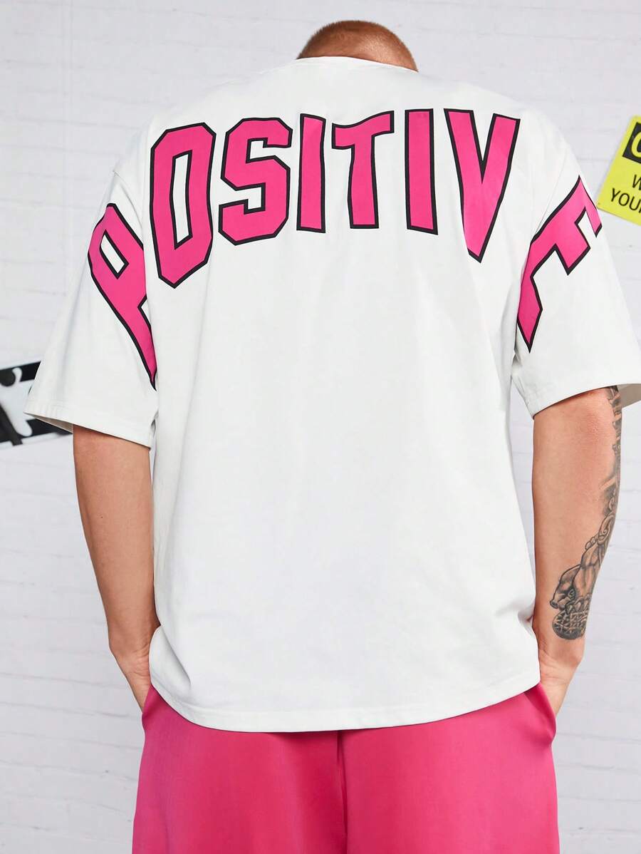 Manfinity VCAY Men Casual Letter Graphic Short Sleeve Tee - White - View 1