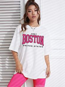 SHEIN EZwear Bộ đồ hai mảnh nữ Lá thư Giải trí - Nhiều màu - Xem 4