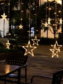 1 件星形设计太阳能灯串，现代 PVC 太阳能灯串，适用于户外、小路、庭院、露台的户外花园照明 - 黃色 - 查看 3