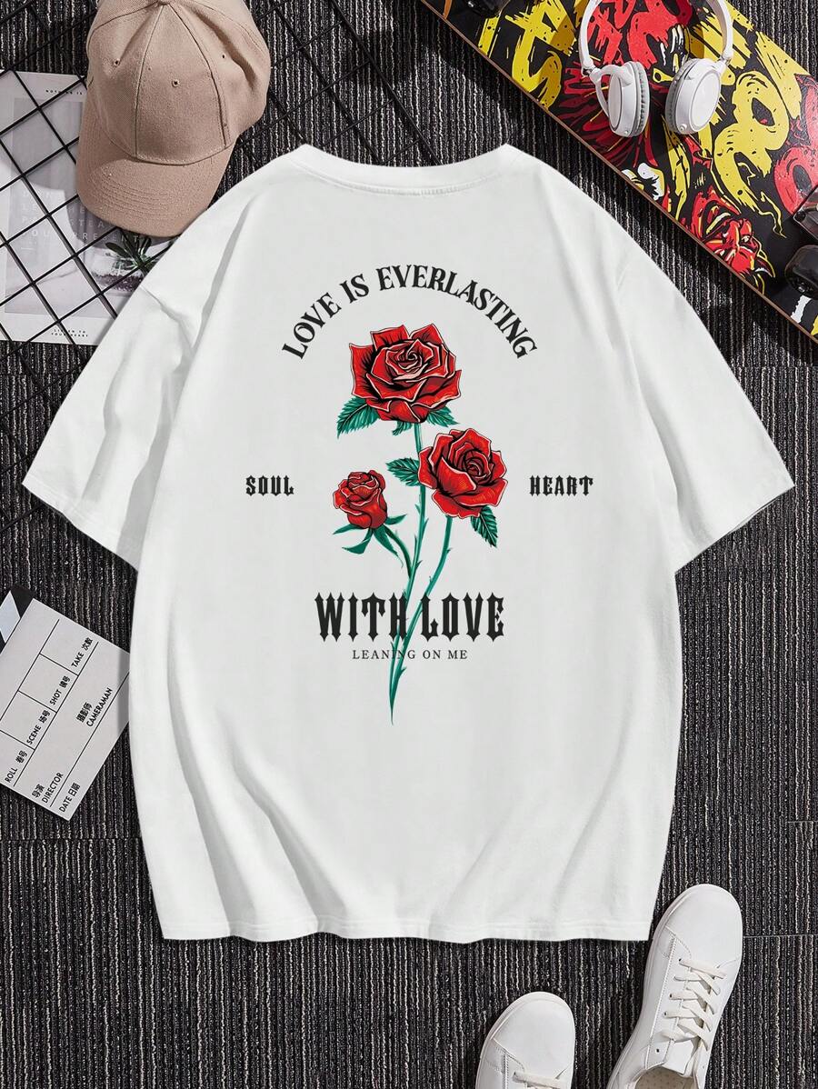 Manfinity RebelGame 男士棉花和標語圖案T恤 - 白色 - 查看 1