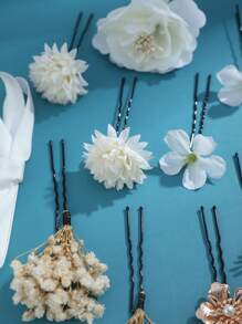 13 cái nơ & hoa trang trí phụ nữ Kẹp tóc thời trang để trang trí tóc - Nhiều màu - Xem 8