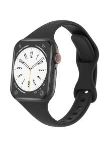 圣莎贝男女时尚运动小蛮腰纯色固体硅胶扣手表带兼容苹果表带38mm 40mm 41mm 45mm 44mm 42mm 49mm 皮带，柔软舒适透气腕带，手链，腕间派对节日礼物，搭配超系列9/8/7/6/5/SE/4/3/2/1配件替换表带配件作为学生返校礼物 - 黑色 - 查看 1