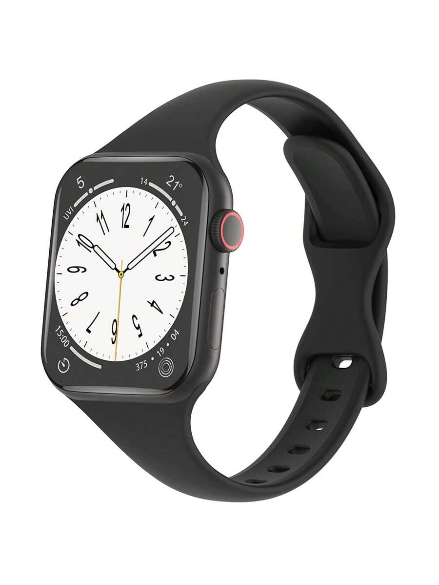 圣莎贝男女时尚运动小蛮腰纯色固体硅胶扣手表带兼容苹果表带38mm 40mm 41mm 45mm 44mm 42mm 49mm 皮带,柔软舒适透气腕带,手链,腕间派对节日礼物,搭配超系列9/8/7/6/5/SE/4/3/2/1配件替换表带配件作为学生返校礼物 - 黑色 - 查看 1