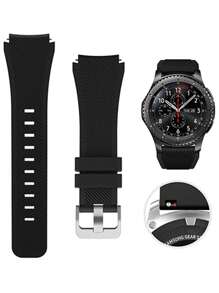 1pc 22mm Silicone Strap Compatible With Samsung Galaxy Watch 46mm Gear S3 Frontier Huawei Watch 46mm Soft ComFortable Wristband Compatible With Amazfirt GTR Smart Watch Strap Accessories - Black - View 5