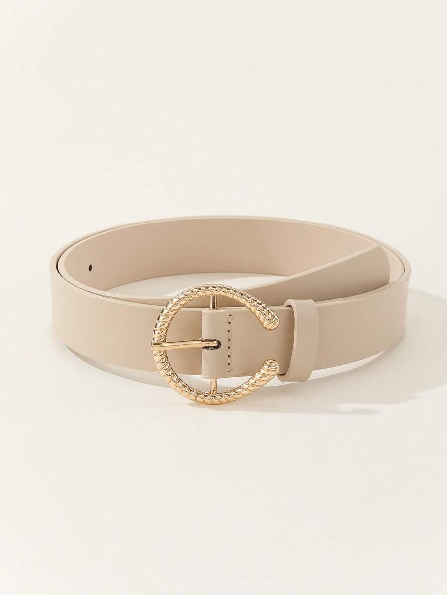 Thắt lưng khóa chữ kết cấu - Màu be - Xem 1