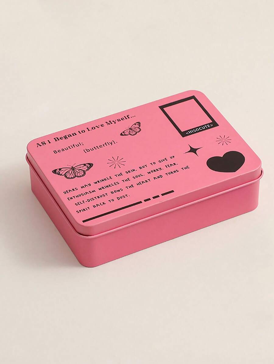 1pc Slogan Graphic Tin Box - Multicolor - View 1