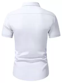 Manfinity Homme Men Contrast Collar Button Up Shirt - White - View 2