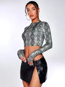 SHEIN BAE Áo thun Snakeskin In Giải trí - Nhiều màu - Xem 6