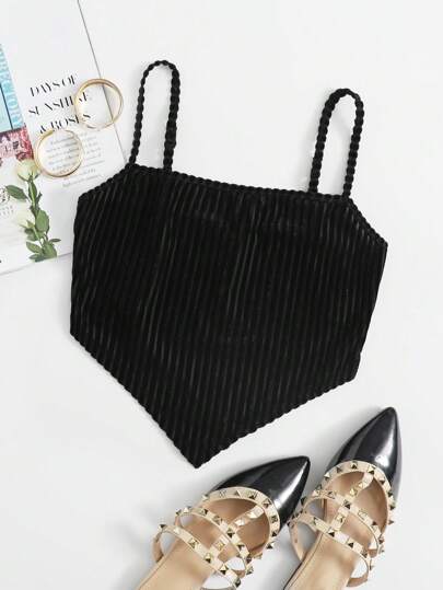 Top de tirantes pañuelo de terciopelo tejido de canalé