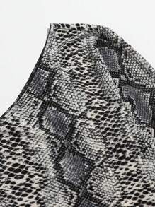 SHEIN BAE Snakeskin Print One-Shoulder Crop Top - Multicolor - View 10