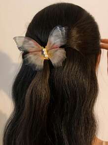 蝴蝶裝飾髮夾 - 彩色 - 查看 2