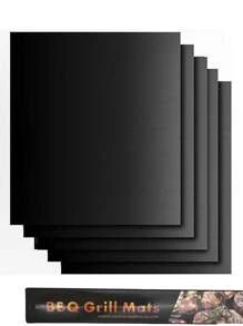 5入組鐵氟龍燒烤墊廚房用簡約素色燒烤墊 - 黑色 - 查看 1