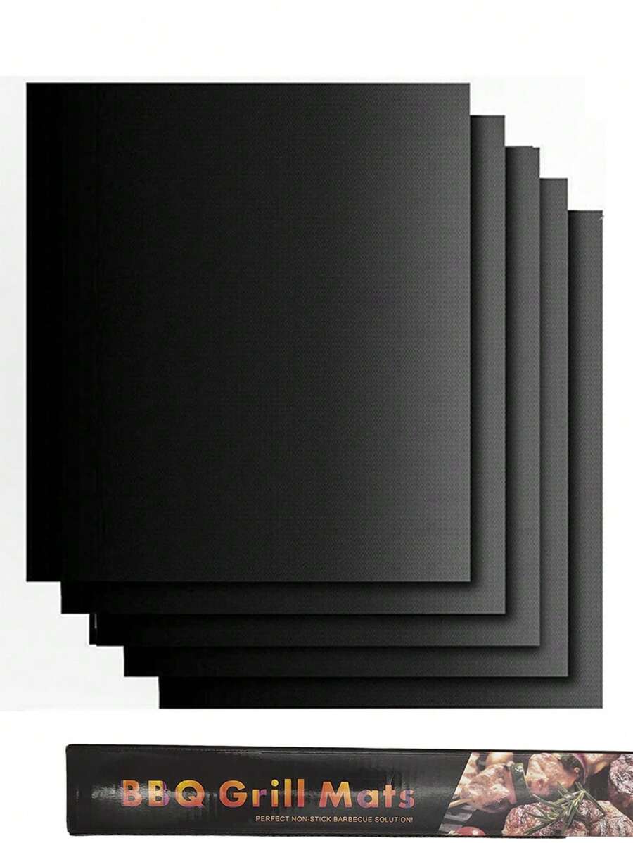 5入組鐵氟龍燒烤墊廚房用簡約素色燒烤墊 - 黑色 - 查看 1