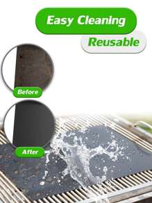 5入組鐵氟龍燒烤墊廚房用簡約素色燒烤墊 - 黑色 - 查看 5