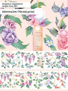 1 cuộn băng keo Washi họa tiết hoa - Màu đỏ tím - Xem 2