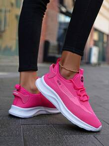 女士休闲舒适时尚防滑低帮跑步运动鞋 - 粉色 - 查看 3