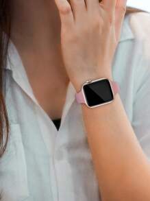 St. Siabe Women's And Men's Fashion Sports Soft ComFortable And Breathable Small Waist Solid Color Silicone Octagonal Butterfly Buckle Watch Bring Compatible With Apple Watchband 38mm 40mm 41mm 45mm 44mm 42mm 49mm Belt, Versatile Casual Wristband, Bracelet Wrist Party Holiday Gift, With Ultra Series 9/8/7/6/5/SE/4/3/2/1 Accessory Replacement Strap Accessories As A Gift For Students Returning To School - Pink - View 2