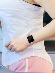 St. Siabe Women's And Men's Fashion Sports Soft ComFortable And Breathable Small Waist Solid Color Silicone Octagonal Butterfly Buckle Watch Bring Compatible With Apple Watchband 38mm 40mm 41mm 45mm 44mm 42mm 49mm Belt, Versatile Casual Wristband, Bracelet Wrist Party Holiday Gift, With Ultra Series 9/8/7/6/5/SE/4/3/2/1 Accessory Replacement Strap Accessories As A Gift For Students Returning To School - Pink - View 4