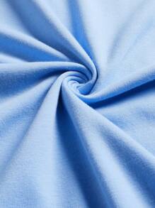 SHEIN EZwear Áo thun nữ Hoa Lá thư Giải trí - Màu xanh nhạt - Xem 5