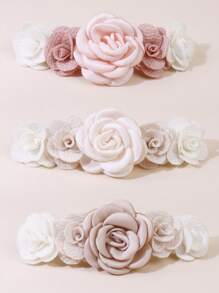 3pcs Baby Flower Decor Hair Band - Pink - View 1